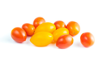 Cherry Tomatoes (Solanum lycopersicum L. var. cerasiforme). isolated on white background and clipping path.