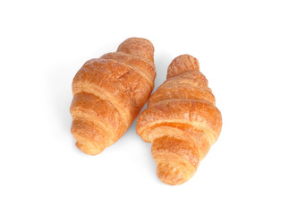 croissant isolated on white background, top view