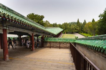 Surrounding area and park in Temple of Heaven site in Beijing, China on a summer day