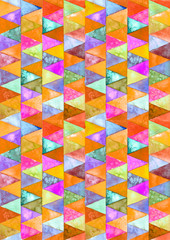 Сolored triangles watercolorsOrange, purple triangles.The design is suitable for fabric,wrapping paper,notebook cover,postcard,smartphone case.