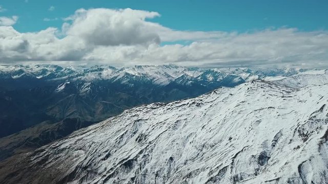 The mountain range behind Coronet Peak near Queenstown, New Zealand. Filmed with the DJI Mavic Pro.