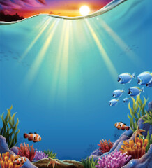 Dreamy tropical ocean with sunset © MITstudio