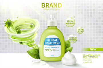 Liquid hand wash ad template
