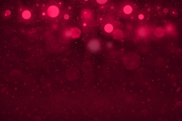 red wonderful shiny glitter lights defocused bokeh abstract background with falling snow flakes fly, festive mockup texture with blank space for your content