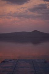 Fototapeta na wymiar Early morning on the lake Turgoyak , Russia