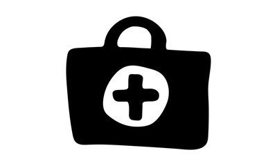 Vector hand drawn medicine illustration. Doodle first aid kit icon