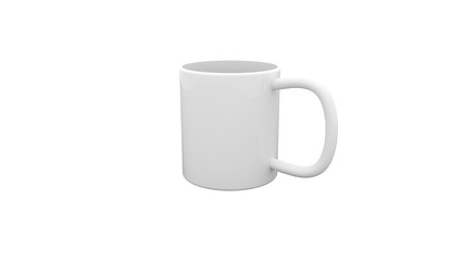 White classic mug empty blank for coffee or tea isolated on white background. Clipping paths object. 3d rendering