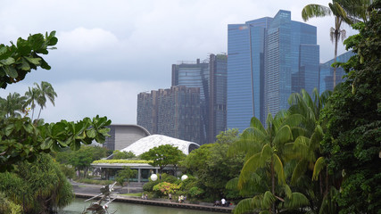 Singapore Gardens by The Bay With Finance District Skyscrapers in Background
