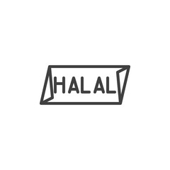 Halal logo line icon. linear style sign for mobile concept and web design. Halal label outline vector icon. Symbol, logo illustration. Vector graphics