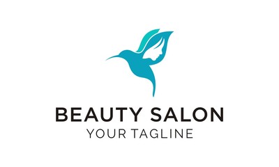 simple playful bird and girl logo design