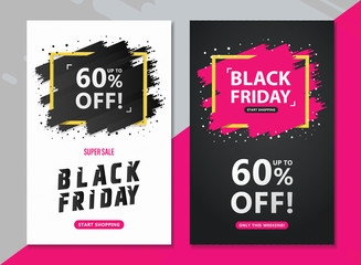 Black Friday Sale Flyers Set Banners With Discount