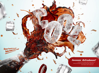 Ad template for fresh iced cola - obrazy, fototapety, plakaty