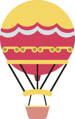 Detailed Hand Drawn Flat Illustration of a Colorful Hot Air Balloon