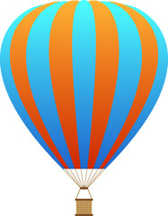 Detailed Hand Drawn 3D Illustration of a Colorful Hot Air Balloon