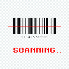 Realistic bar code on transparent background.