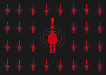 Coronavirus contact tracking app visual men icons