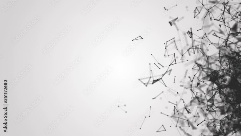 Poster animation of black and white particles connecting dots and line. big data connectivity. great abstra