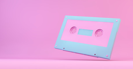 Fototapeta premium Pink and blue retro cassette 3d rendering