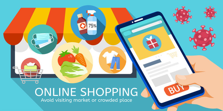 Online shopping flat illustration