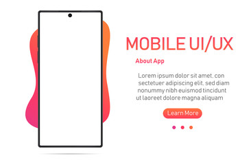 Smartphone with blank screen. Realistic cell phone can be a template for infographics or presentation of interface. Frame less smartphone. Vector Illustration UI/UX design