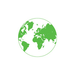 Green globe icon. Vector Illustration