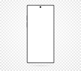 Smartphone with blank white screen. On a transparent background. Realistic cell phone can be a template for infographics or presentation of interface Frame less smartphone Vector Illustration Isolated