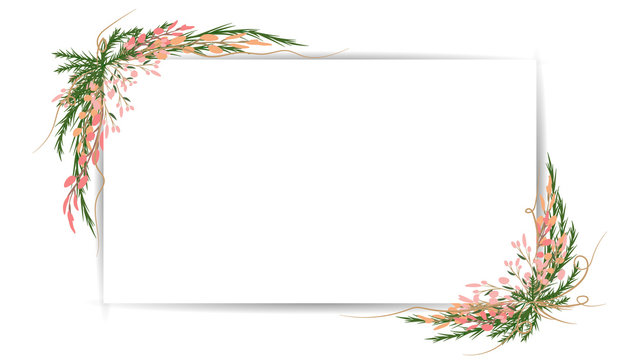 Beautiful flower frame in Summer, Vintage Floral Greeting Card ,isolated on white background ,Vector illustration EPS 10