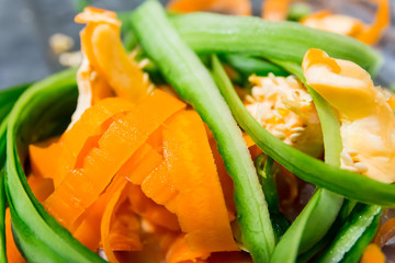 Fresh vegetables pellings close up background