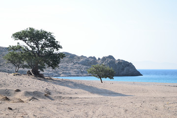 semi-desert landscape at Pachia Ammos beach - Samothraki island, Greece, Aegean sea