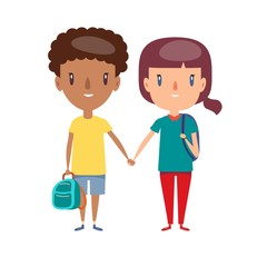 Kids flat illustrations set. Smiling little children in casual clothing Cheerful elementary school students, kindergarten pupils cartoon characters. Vector flat design illustration.