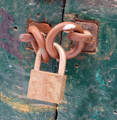 metal padlock to securely close the pantry door