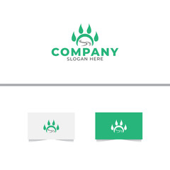 Bear Paw River Logo Design Vector Template