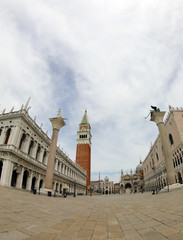 surreal view of Venice with the square and the bell tower but wi