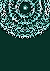 silver mandala on a green background