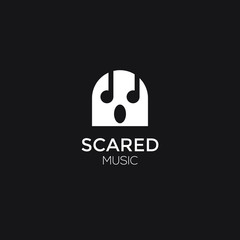 Obraz premium scared ghost vector illustration with note music 