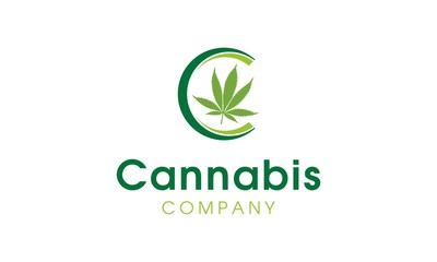 simple initial / letter C with marijuana logo design