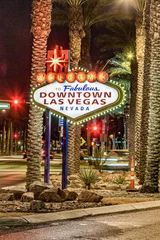 Fotobehang Welcome to Fabulous Downtown Las Vegas sign by night © travelview