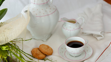 coffee with cookies on the table