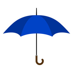 Blue open umbrella. Vector isolated template for card or poster.