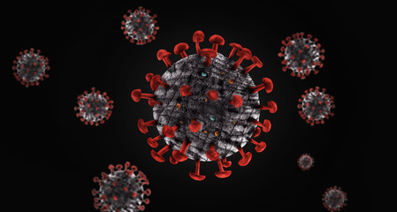 Fototapeta na wymiar Corona virus COVID-19, Under the microscope. 3D rendering