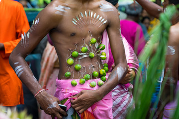 body of a man who makes the sacred a ceremony the Indian festival Kawedi