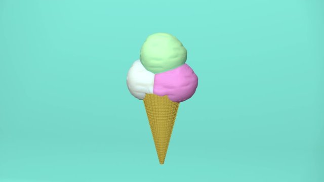Ice cream animation on a blue background