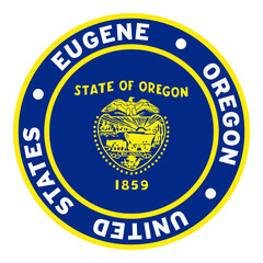 Round Eugene Oregon United States Flag Clipart 5