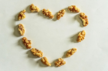 Peeled California Walnut Heart  On White Background