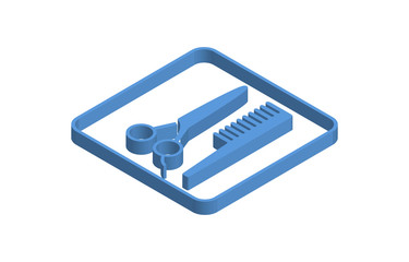 美容室の青いアイソメトリックアイコンイラスト