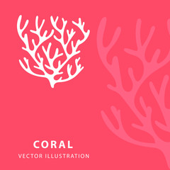 Coral. Hand drawn coral vector background and symbol. Living Coral. Part of set.