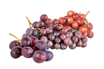 ripe, juicy brush of black and red grapes isolated on white background