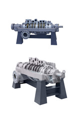 two modern pump for liquefied gas close-up. Cross-section of the pump