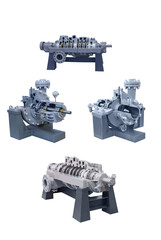 four modern pump for liquefied gas close-up. Cross-section of the pump.