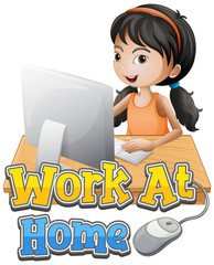 A girl working at home